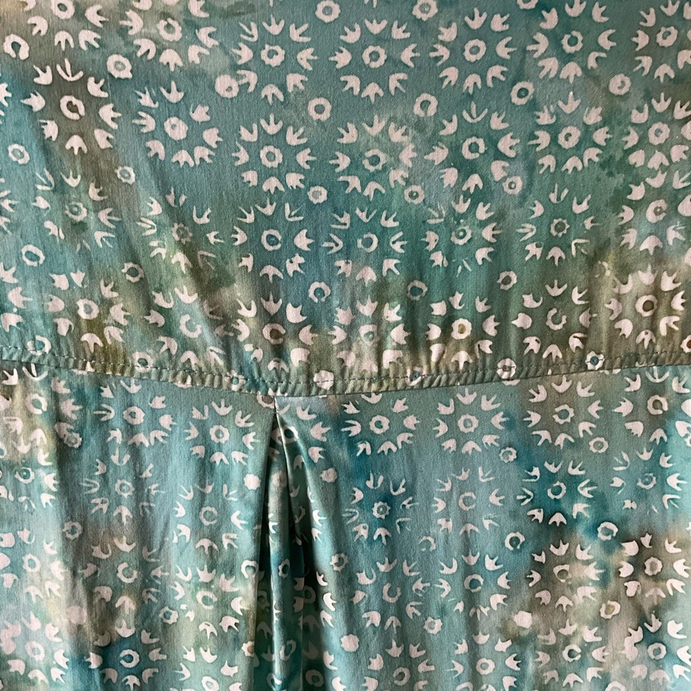 Go Fish Floral Teal Button-Up Dress. Hi-lo hem. Short sleeves. Size XL - Picture 10 of 11